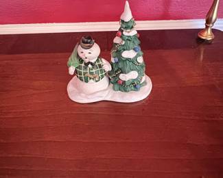 Snowman and Christmas Tree Figurine