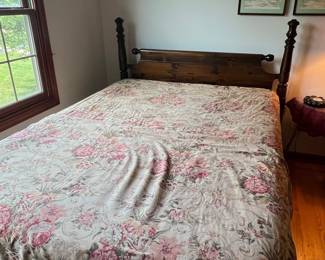 Vintage Wooden Four-Poster Bed Frame
