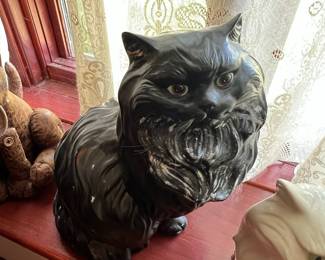 Vintage Black Persian Cat Figurine
