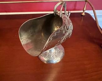 Sterling Silver Plated Sugar Scuttle with Spoon