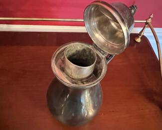 Silver-Plated Coffee Pot or Ewer with Lion Finial