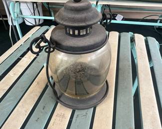 Vintage Metal and Glass Onion Lantern