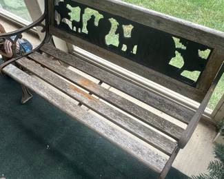 Children's Cast Iron and Wood Garden Bench with Animal Silhouettes