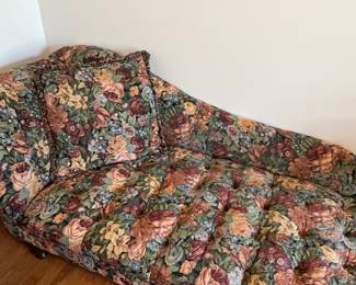 Floral Upholstered Chaise Lounge with Pillow