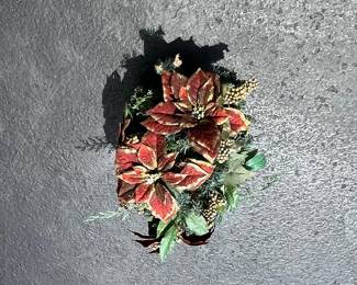 Artificial Poinsettia and Evergreen Wreath with Wire Frame
