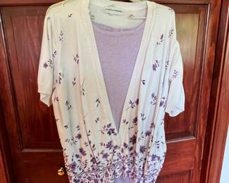 Cathy Daniels Women's Floral Print Cardigan and Knit Top Set