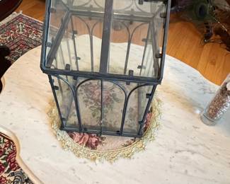 Vintage Black Metal and Glass Geometric Terrarium