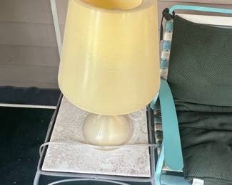Mid-Century Modern Table Lamp with Ceramic Tile Top Side Table