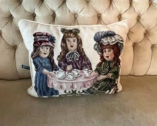 Vintage Dakotah Victorian Doll Tea Party Tapestry Pillow