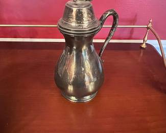 Silver-Plated Coffee Pot or Ewer with Lion Finial