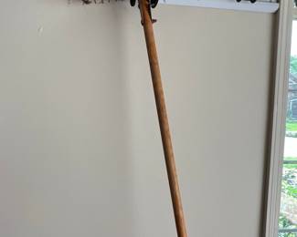 Vintage Adjustable Lawn Rake with Spiraled Tines