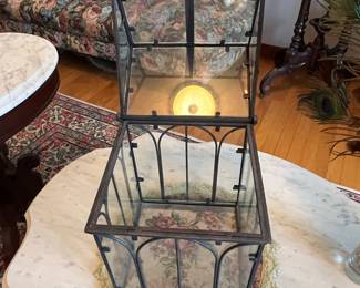 Vintage Black Metal and Glass Geometric Terrarium