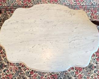 Antique Victorian Walnut Marble Top Turtle Top Parlor Table