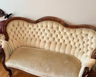 Victorian Kimball Carved Solid Mahogany Sofa