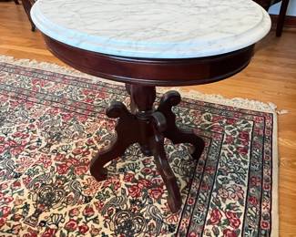 Victorian Oval Marble Top Parlor Table
