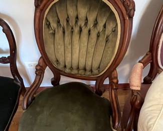 Victorian Walnut Carved Rose Parlor Chair