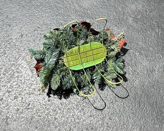 Artificial Poinsettia and Evergreen Wreath with Wire Frame