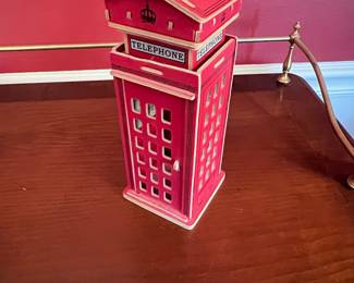 Wooden British Telephone Box Model Money Box
