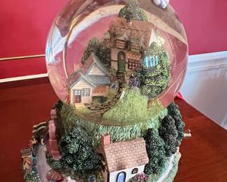 Thomas Kinkade Musical Snow Globe with Village Scene