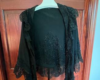 Victorian Black Beaded Lace Capelet/Mantle