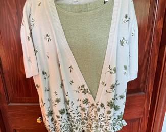 Cathy Daniels Women's Cotton Floral Cardigan and Top Set