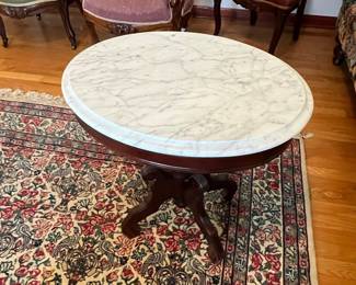Victorian Oval Marble Top Parlor Table
