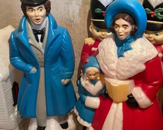 Vintage Empire Dickens Carolers Blow Mold Set with Toy Soldiers