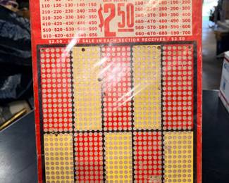 Vintage gambling punch boards from the 1940s or 50s