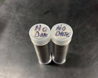 Two full rolls of buffalo nickels