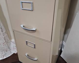 Two-Drawer Metal Filing Cabinet with Casters