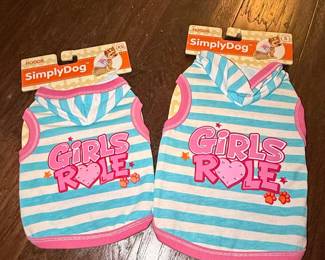 SimplyDog Girls Rule Hoodie for Dogs (XS & S) - Blue & White Stripes with Pink Trim