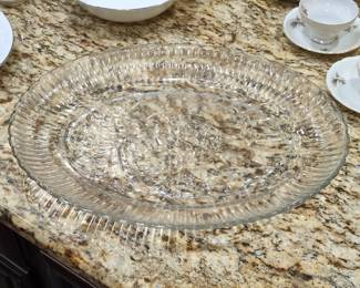 Vintage Glass Turkey Platter with Thanksgiving Turkey Motif