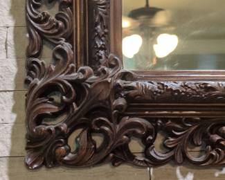 Ornate French Style Carved Wood Mirror