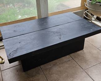 Black Reclaimed Oak Coffee Table with Plank Top