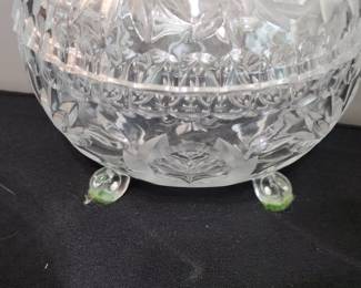 Cut Crystal Footed Candy Dish with Lid