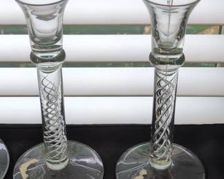 Pair of Air Twist Glass Candlesticks
