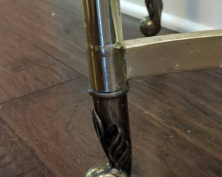 LaBarge Style Brass and Glass Demi-Lune Console Table