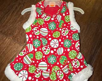 Christmas Dog Dress with Candy Cane and Polka Dot Print
