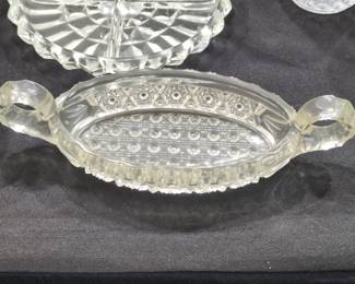 Imperial Glass Nucut Pattern #495 Relish Dish with Handles