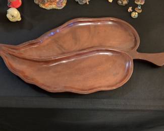 Monkey Pod Wood Leaf-Shaped Serving Tray