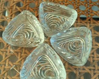 Set of 4 Cambridge Glass Caprice Clear Triangular Ashtrays
