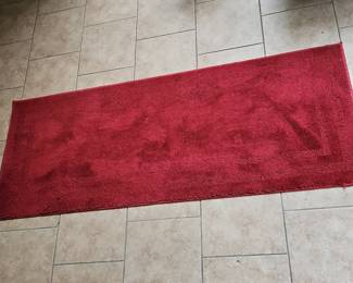 Red Striped Bath Rug