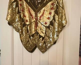Vintage 1980's Sequin Butterfly Top 100% Silk