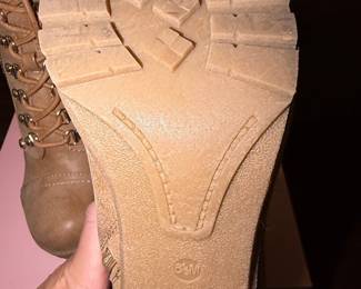 G by Guess Women's Gimmy Tan Lace-Up Combat Boots