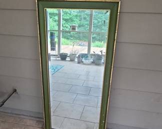 Bamboo Style Mirror with Green Frame