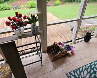 Artificial Flower Arrangements and Wicker Basket