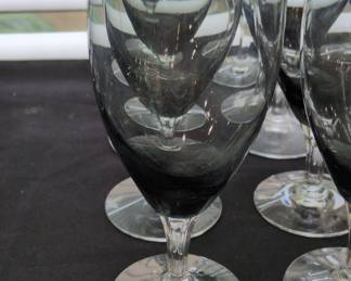 Fostoria American Pattern Smoke Crystal Tea Glasses Set