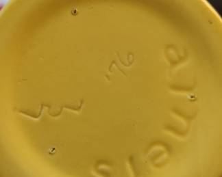 Yellow Ceramic Urn with Floral Motif