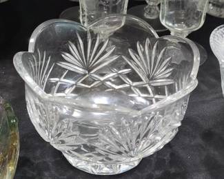 Vintage Cut Crystal Bowl with Fan and Diamond Pattern - Possibly Noritake Hampton Hall