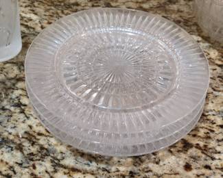 Set of 3 Anchor Hocking Queen Mary Clear Salad Plates